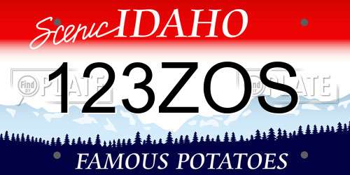 123ZOS Idaho License Plate