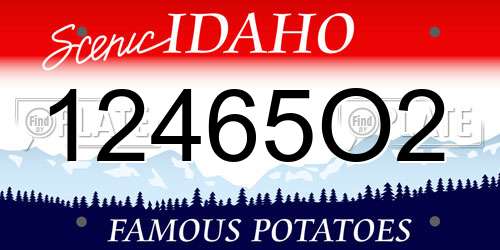 12465O2 Idaho License Plate
