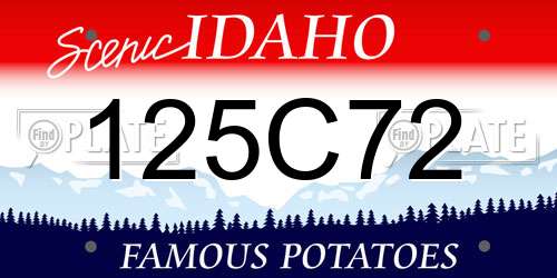125C72 Idaho License Plate