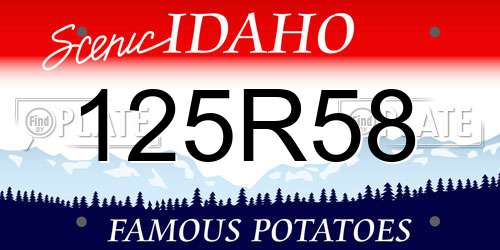 125R58 Idaho License Plate
