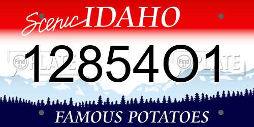 12854O1 Idaho License Plate