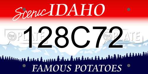 128C72 Idaho License Plate