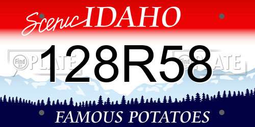 128R58 Idaho License Plate