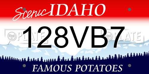 128VB7 Idaho License Plate