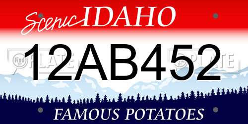 12AB452 Idaho License Plate