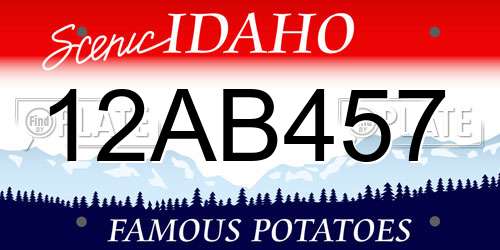 12AB457 Idaho License Plate