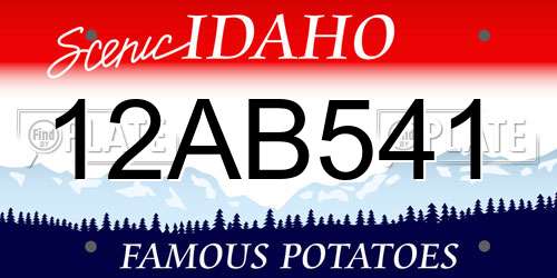12AB541 Idaho License Plate