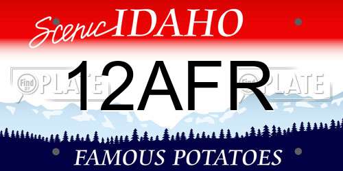 12AFR Idaho License Plate
