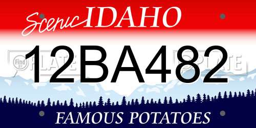 12BA482 Idaho License Plate