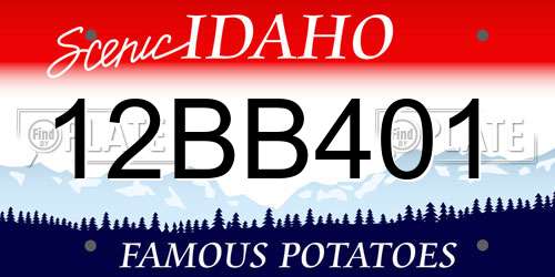 12BB401 Idaho License Plate