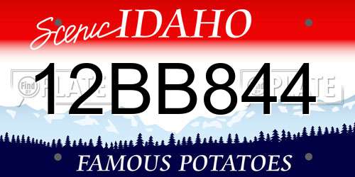 12BB844 Idaho License Plate