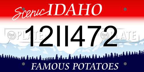 12II472 Idaho License Plate