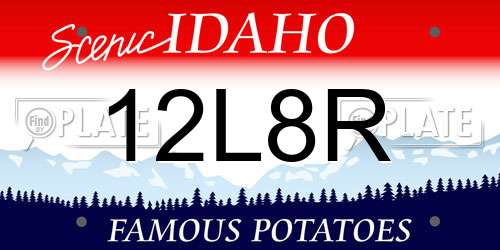 12L8R Idaho License Plate