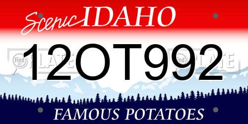12OT992 Idaho License Plate
