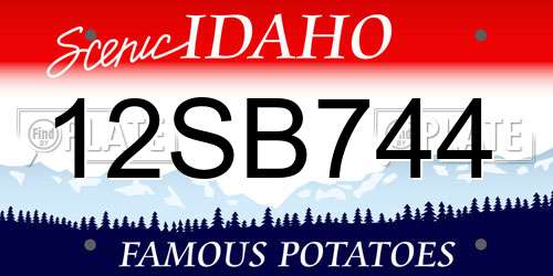 12SB744 Idaho License Plate