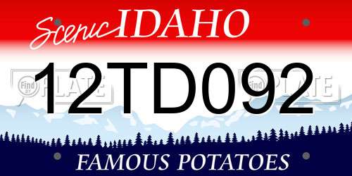 12TD092 Idaho License Plate
