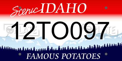 12TO097 Idaho License Plate