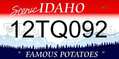 12TQ092 Idaho License Plate