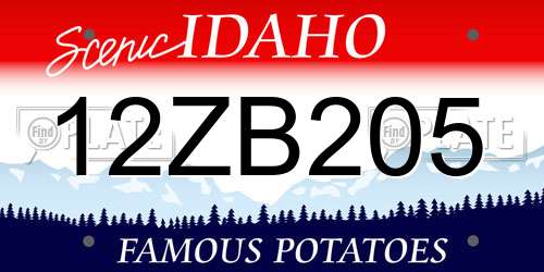 12ZB205 Idaho License Plate