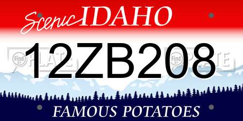 12ZB208 Idaho License Plate