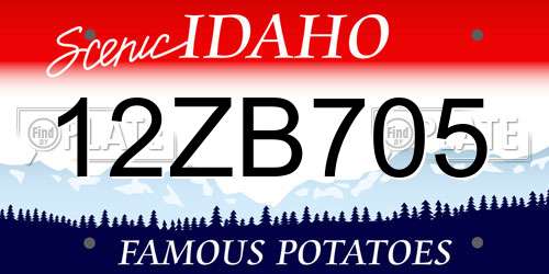 12ZB705 Idaho License Plate