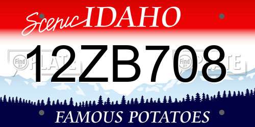 12ZB708 Idaho License Plate