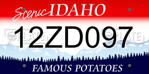 12ZD097 Idaho License Plate