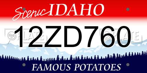 12ZD760 Idaho License Plate
