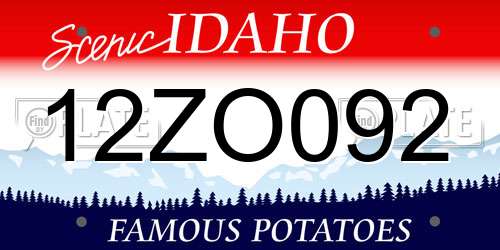 12ZO092 Idaho License Plate