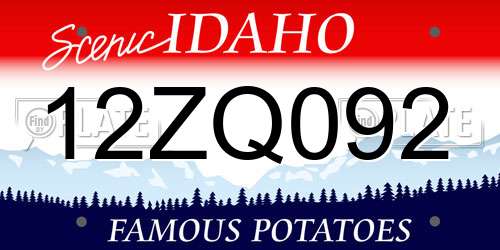 12ZQ092 Idaho License Plate