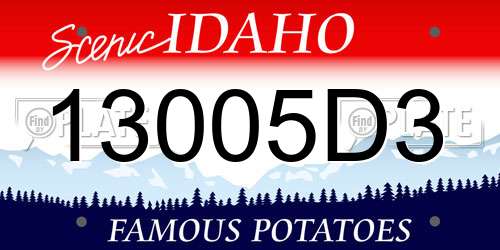 13005D3 Idaho License Plate