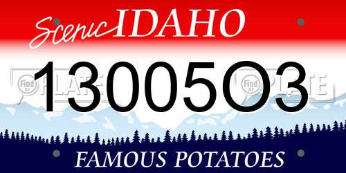 13005O3 Idaho License Plate