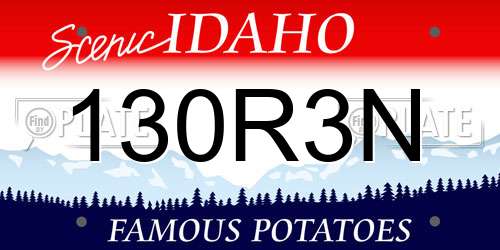 130R3N Idaho License Plate