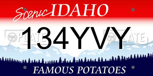 134YVY Idaho License Plate
