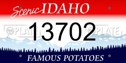13702 Idaho License Plate