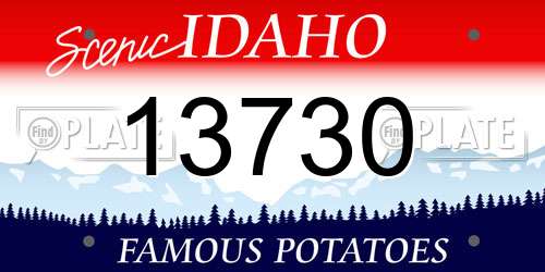 13730 Idaho License Plate