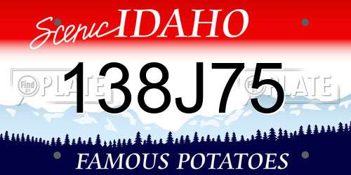 138J75 Idaho License Plate