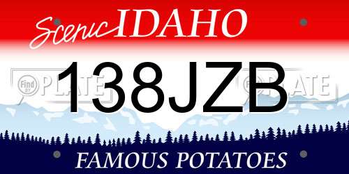 138JZB Idaho License Plate