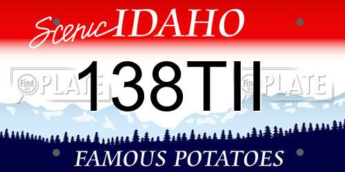 138TII Idaho License Plate