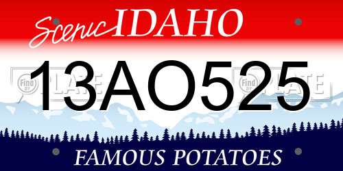 13AO525 Idaho License Plate