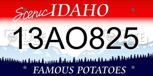 13AO825 Idaho License Plate