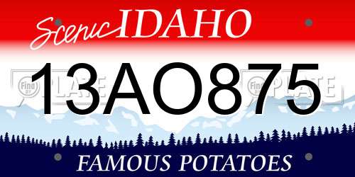 13AO875 Idaho License Plate