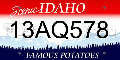 13AQ578 Idaho License Plate