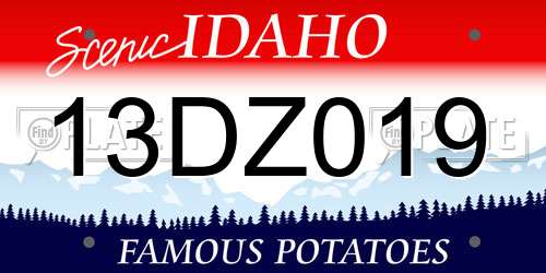 13DZ019 Idaho License Plate