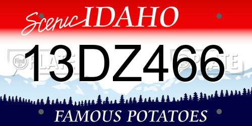 13DZ466 Idaho License Plate