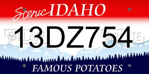13DZ754 Idaho License Plate