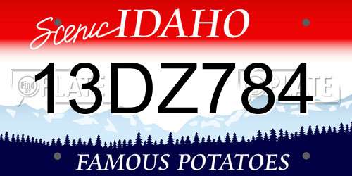 13DZ784 Idaho License Plate