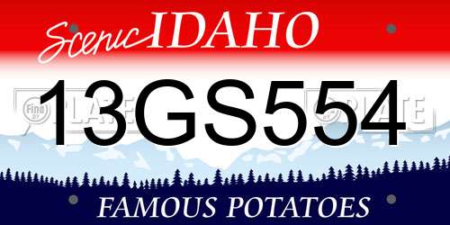 13GS554 Idaho License Plate