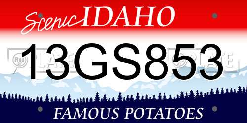 13GS853 Idaho License Plate