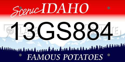 13GS884 Idaho License Plate